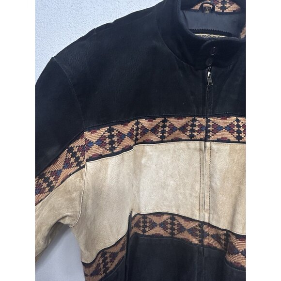 Vintage Adler Leather Jacket Men’s Large Southwestern Aztec Bomber Zip Up 90s - Picture 6 of 13